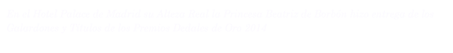 En el Hotel Palace de Madrid su Alteza Real la Princesa Beatriz de Borbón hizo entrega de los Galardones y Títulos de los Premios Dedales de Oro 2014